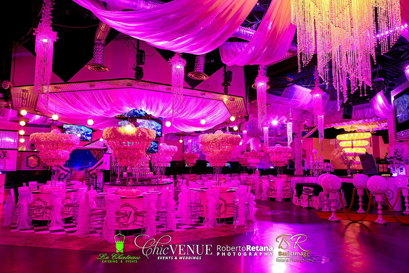 Wide view of the main event hall