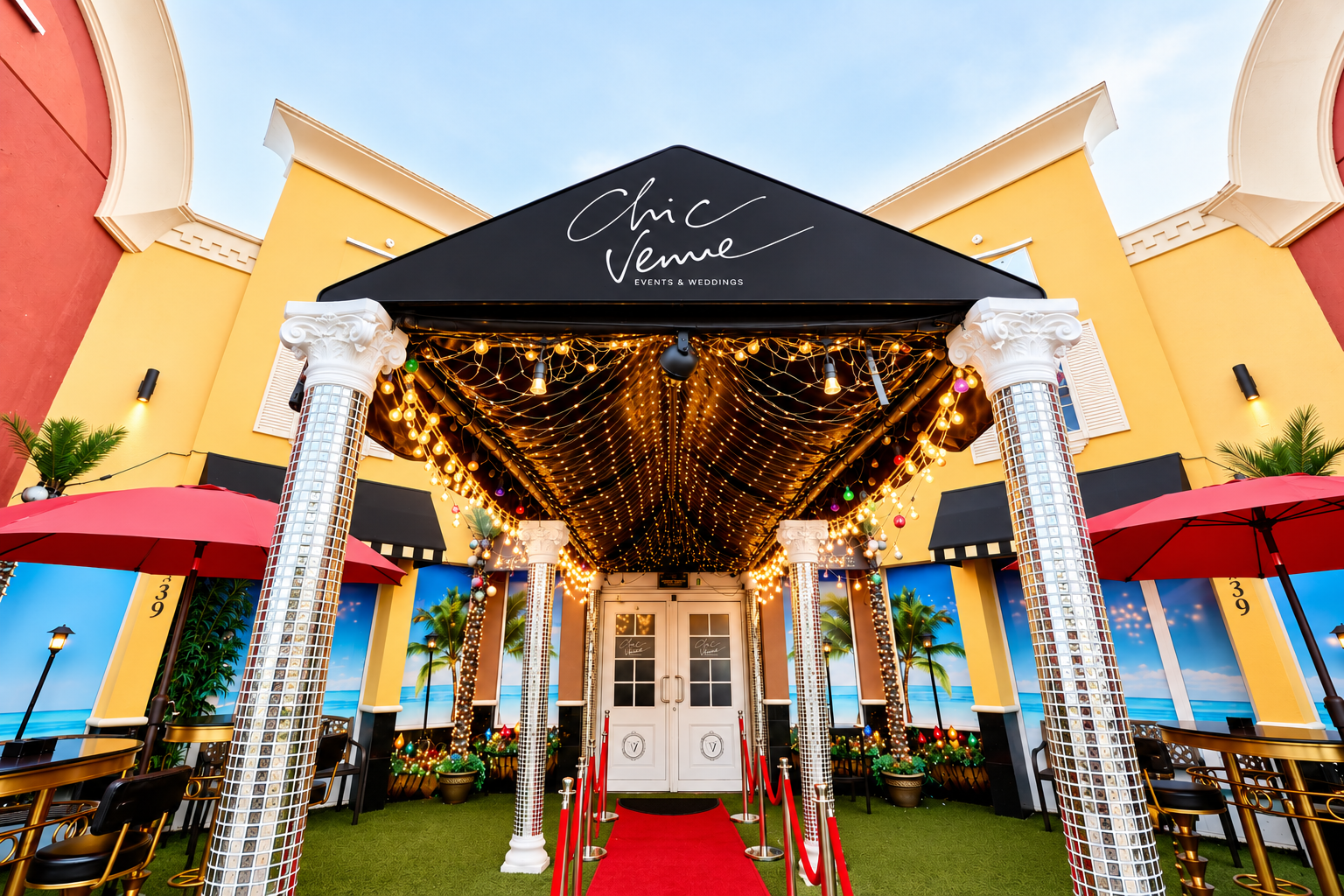 Additional approved landscaped entrance view at Chic Venue