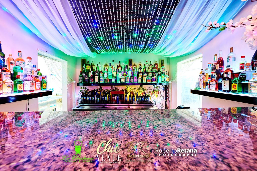 LED-illuminated bar area at Chic Venue