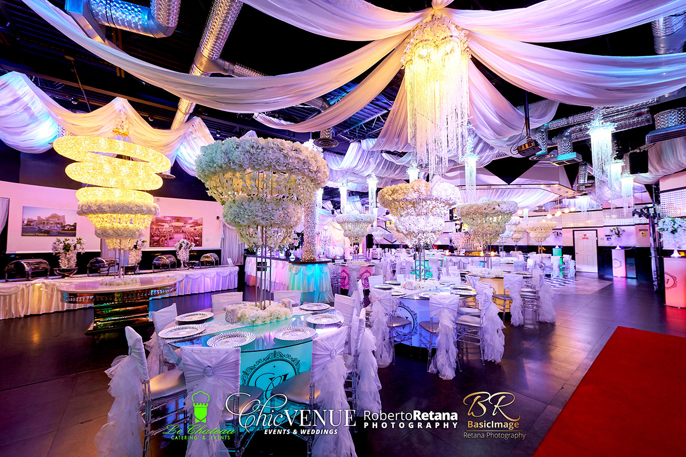 LED tables and crystal Chiavari chairs at Chic Venue
